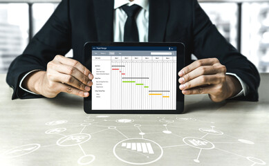 Wall Mural - project planning software for modish business project management on the computer screen showing time