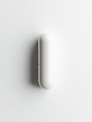 Poster - Single capsule elegantly displayed on a clean white surface emphasizing minimalist design and hyper realistic details Generative AI