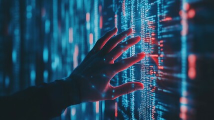 Cyber Attack a hacker's hand reaching out from a digital screen, representing a cyber attack that leads to a data breach and compromise of information