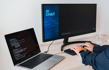 ai chat bot, programmer using generative artificial intelligence for software development inside off