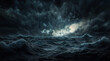 © Javier - Dramatic ocean storm with powerful waves crashing under dark thunderclouds and lightning.