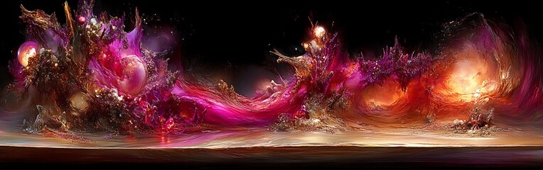 Wall Mural - Cosmic Shoreline: An Abstract Dreamscape of Light and Color Harmony