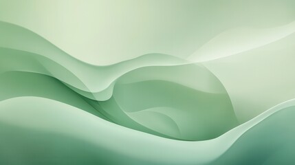 Leinwandbilder - Calm and serene abstract background showcasing flowing pastel green and blue tones in smooth shapes Generative AI