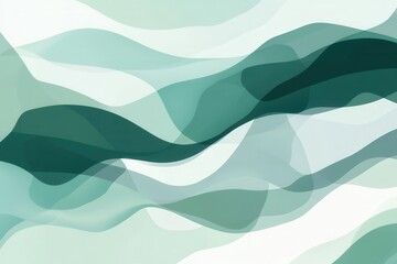 Fototapete - Abstract background of calmness with smooth flowing shapes in pastel green and blue tones representing tranquility and serenity Generative AI