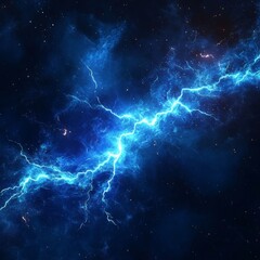 blue lightning in the night sky with space for text, abstract background