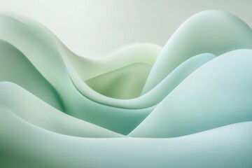 Aufkleber - Abstract calmness in flowing pastel green and blue shapes creating a serene visual experience for relaxation and creativity Generative AI