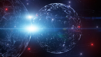 Wall Mural - 3d digital technology sphere artificial intelligence network cyberspace illustration background.
