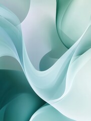 Aufkleber - Flowing shapes in calming pastel green and blue tones creating a serene abstract background for relaxation Generative AI