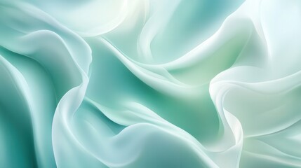 Leinwandbilder - Abstract background of calmness in smooth pastel green and blue tones creating a serene and tranquil atmosphere Generative AI