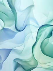 Leinwandbilder - Calm and soothing abstract design featuring smooth flowing shapes in pastel green and blue tones Generative AI
