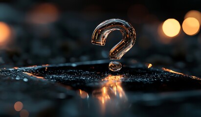 Digital concept featuring image description, question mark, search, support, faq, quiz and help symbol on a network and cyber technology background with abstract 3d computer illustration