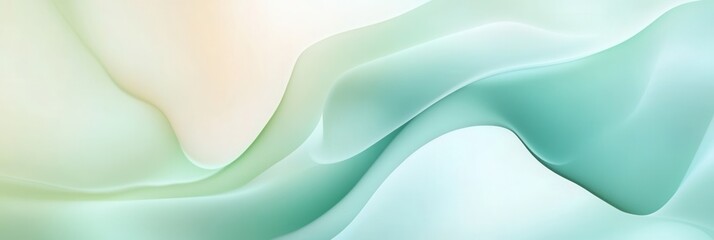 Poster - Abstract representation of calmness with smooth flowing shapes in pastel green and blue tones for relaxation and inspiration Generative AI