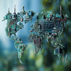 Poster - Global Circuitry: A World Map of Interconnected Technology and Digital Networks Shaping Our Planet's Future