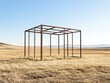 © Suradet Rakha - Minimalist Open Frame Structure in a Vast Open Field Landscape