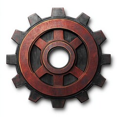 Poster - Vintage Oxidized Gear: Close-Up of an Intricate Mechanical Cog with Textured Surfaces, Illustrating Engineering and Industrial Design
