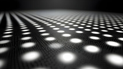Abstract Pattern Of Glowing White Dots On Dark Background