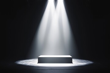 Aufkleber - Spotlights illuminating empty stage in dark room