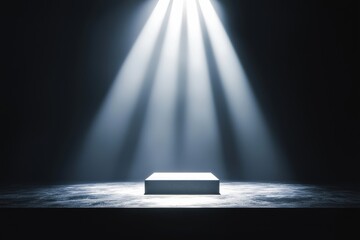 Aufkleber - Spotlight shining on empty stage in dark room: minimalist composition