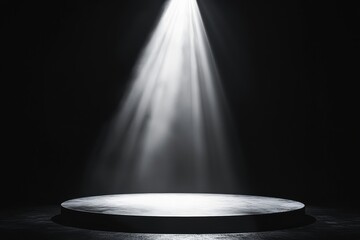 Aufkleber - Spotlight shining on an empty round stage with black background