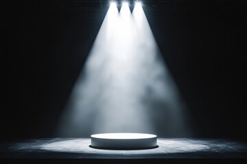 Aufkleber - Spotlights illuminating empty stage with white podium