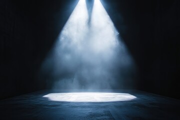 Aufkleber - Spotlights illuminating empty stage with smoke effect creating dramatic atmosphere