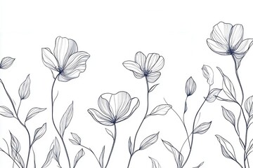 Poster - Delicate botanical line art featuring minimalist floral designs with elegance against a white background