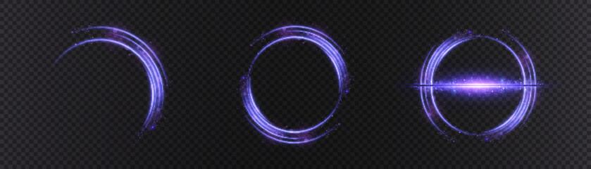 Leinwandbilder - Set of bright round ring frames with colorful gradient transitions with space for text or object in the center, bright light frame object for illustrations or game interfaces. Vector