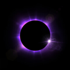 Leinwandbilder - Vivid purple glow in circular projection. Bright frame ring effect for black background. Vector