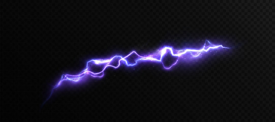 Fototapete - Realistic vector lightning, thunderstorm, stormy weather, electric discharge. Vector illustration