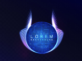 Leinwandbilder - Abstract bright glowing effect with intersecting lines of fiery swirl wings on black background, with space for text or object. Vector