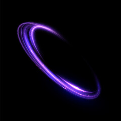 Fototapete - Shiny bright purple glowing curved line with magical light effect. Glow effect for game interface design on black background.	
