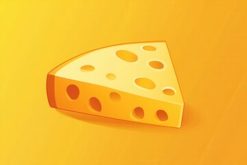 Aufkleber - Minimalist cartoon cheese wedge logo design in soft yellow orange gradient with clean for branding purposes Generative AI