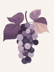 Poster - Abstract grape bunch logo showcases modern artistic simplicity with soft purple hues and elegant design Generative AI