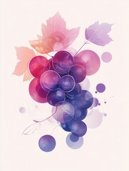 Fototapete - Modern abstract grape bunch logo showcasing soft purple hues and artistic simplicity in contemporary design Generative AI