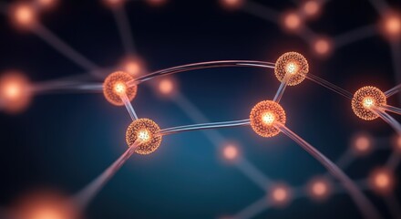 Wall Mural - interconnected glowing nodes representing neural network or data connections