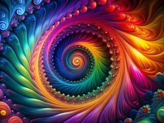 Wall Mural - abstract colorful spiral wave wallpaper: black background high-resolution stock photo
