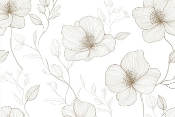 Aufkleber - Delicate botanical line art featuring minimalist floral patterns for modern design aesthetics Generative AI