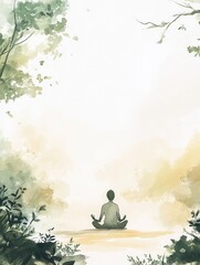 Poster - Meditation in a tranquil natural environment with soft light and serene surroundings for inner peace and reflection