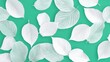 © kkkiim graphic - seamless pattern with white leaves on mint green background