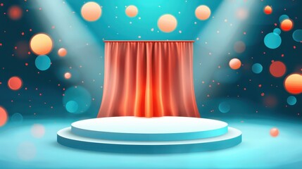 Wall Mural - bright red curtain with a spotlight sets the mood for an event. perfect for theater, concerts, and d