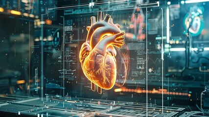 Poster - This Futuristic display highlights stem cells and their potential in heart regeneration and therapy.