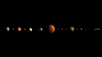 Wall Mural - a realistic photo of the solar system with all planets and the sun in space. infinite - universe. il