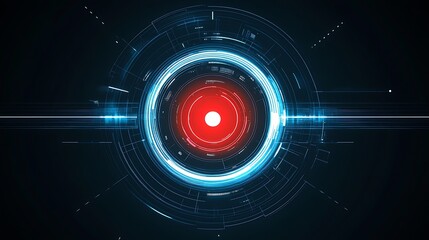 Poster - Advanced futuristic design showcasing a glowing circle and data elements in a dark environment : Generative AI