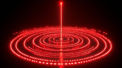 Leinwandbilder - Stunning abstract design featuring bright red light beams and circular patterns in a dark background : Generative AI