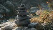© ShPRoman - stones lined up one on top of the other harmony wisdom meditation calm
