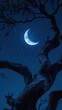 © YauheniB - Nocne niebo z księżycem i drzewem