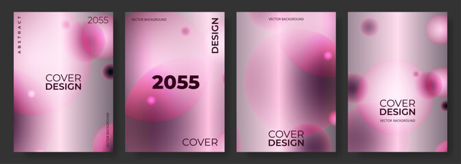 Poster - Abstract minimalist pink cover design set. Modern poster background collection vector template with blur circle shapes for flyer, brochure, banner, notebook, book, card, annual report presentation.