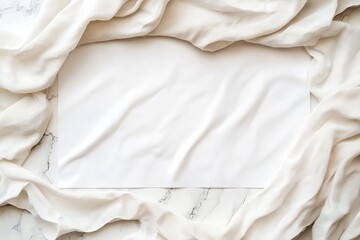 Aufkleber - Neatly arranged white fabric draped over marble surface for elegant display : Generative AI