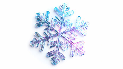 Wall Mural - 3d plastic holographic snowflake. realistic 3d element of shimmering metallic snowflake isolated on 