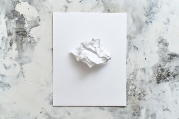 Poster - Crumpled white paper on a textured gray backdrop perfect for artistic presentations : Generative AI